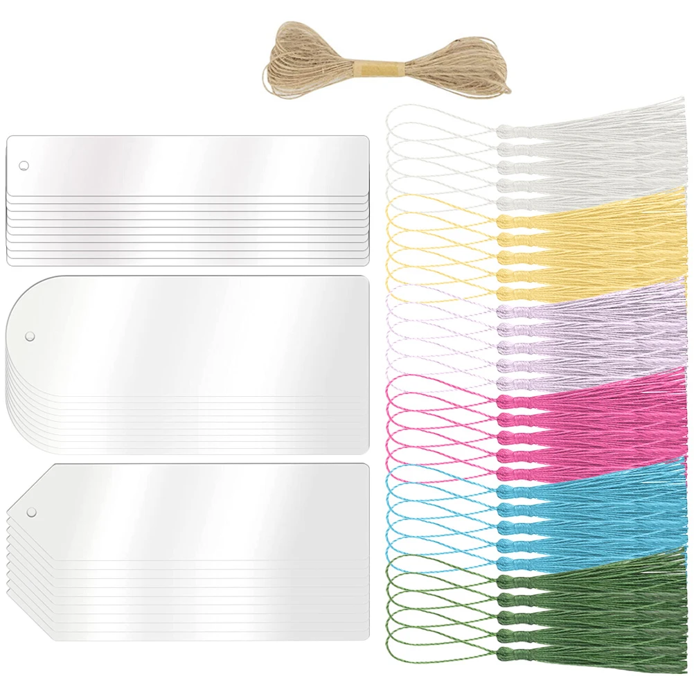 

1 Set Acrylic Bookmarks Blank Diy Page Markers Tassel For Students Book Lovers Unfinished Reading Bookmark Set
