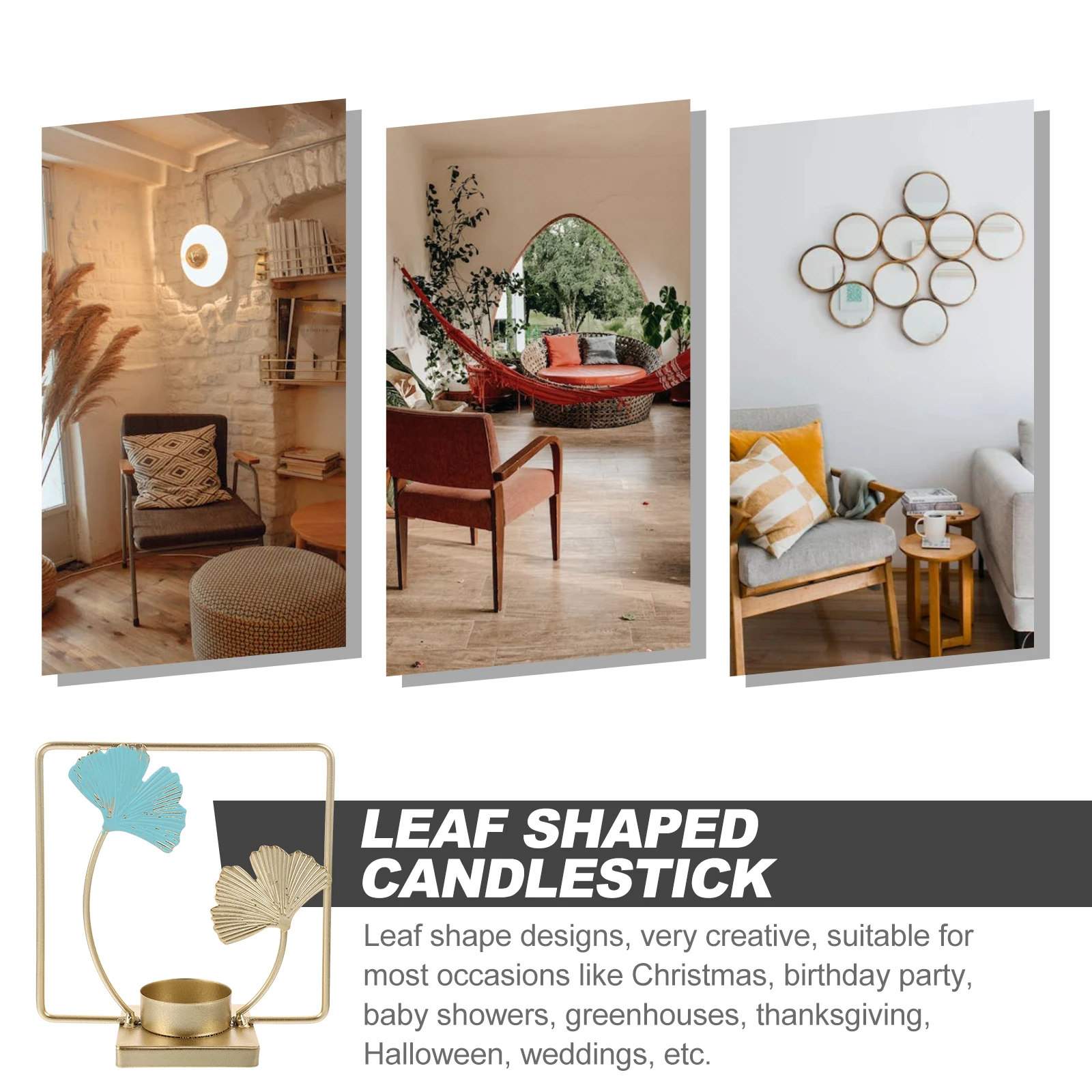 

Leaf Shaped Iron Candlestick Holders Stylish Unique Table Centerpiece for Living Room Dining Modern Decorative Metal 125