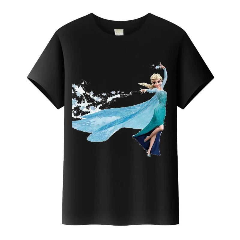 Kawaii ديزني فروزن آنا إلسا الجرافيك تيز الصيف امرأة التي شيرت الأسرة بلوزة الأطفال س الرقبة تي شيرت الفتيات الملابس القوطية القمم #1