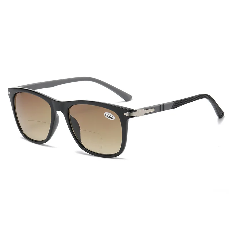 DIXSG Bifokale Unisex-Lesebrille, klassische quadratische HD-Linse, Presbyopie, Nah- und Fernbrille, Vintage-UV-Farbtöne, Sport-Sonnenbrille +3,5 3