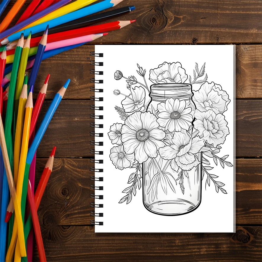 Ephemeral Bloom Coloring Book - 8.3 x 11.2 inches 22 pages coloring book - helps relieve stress and emotions, positive thinking,