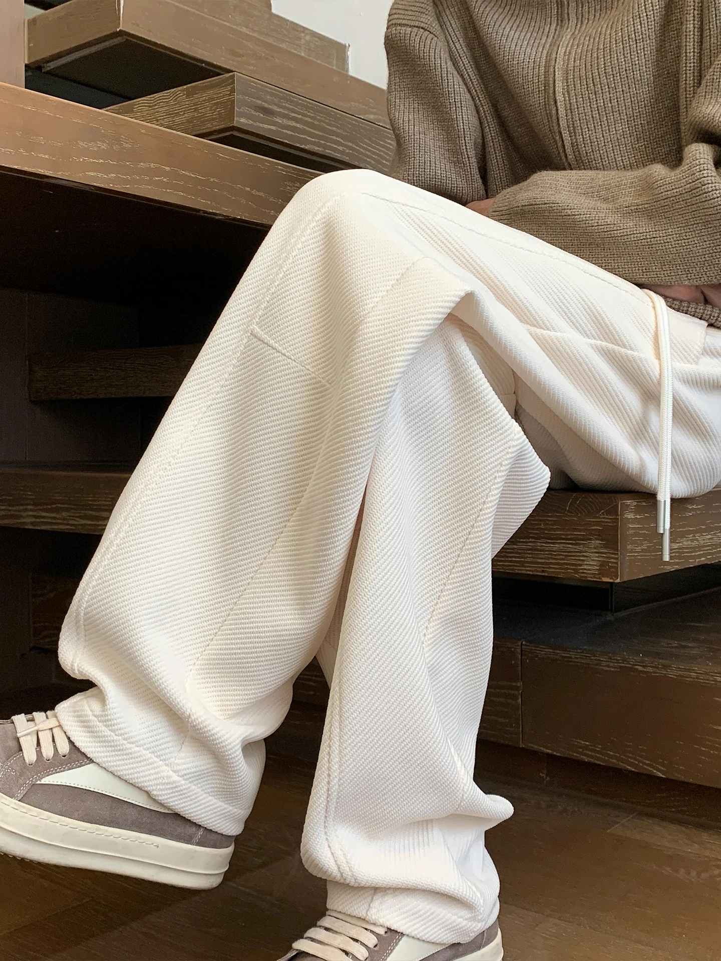 

Мужские повседневные брюки в клетку, осень-зима, прямые брюки свободного покроя, модные брендовые повседневные длинные брюки большого размера