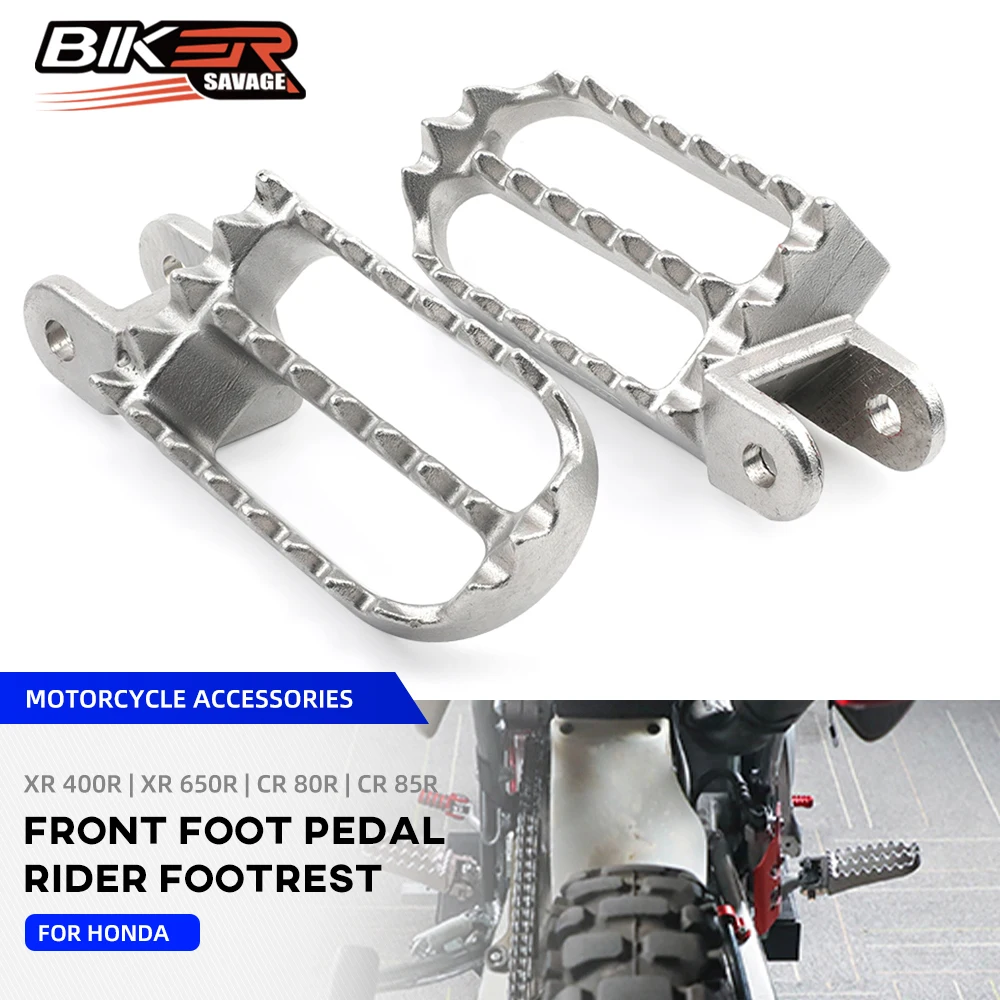 Motorcycle Accessories Front Foot Pegs Footrests Adapter Pegs for Honda XR 400R CR 80R 85R XR400R XR650R Stainless Steel Pedals