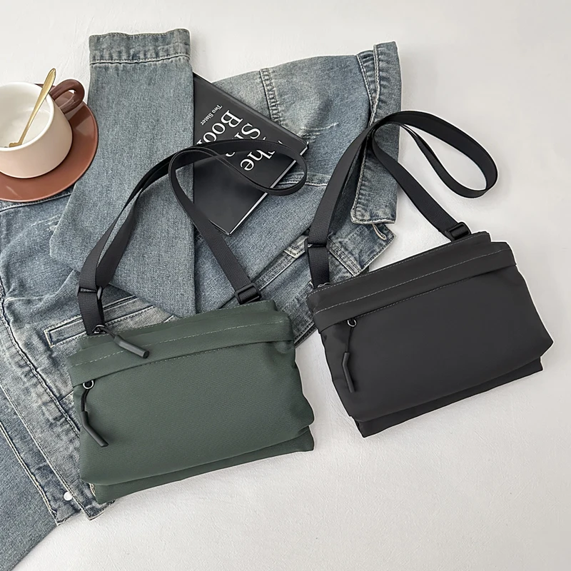 Mode Freizeit Nylon Umhängetasche Einfarbig Wasserdichte Cross-body Unisex Messenger Tasche für Männer Und Frauen – Detail 5