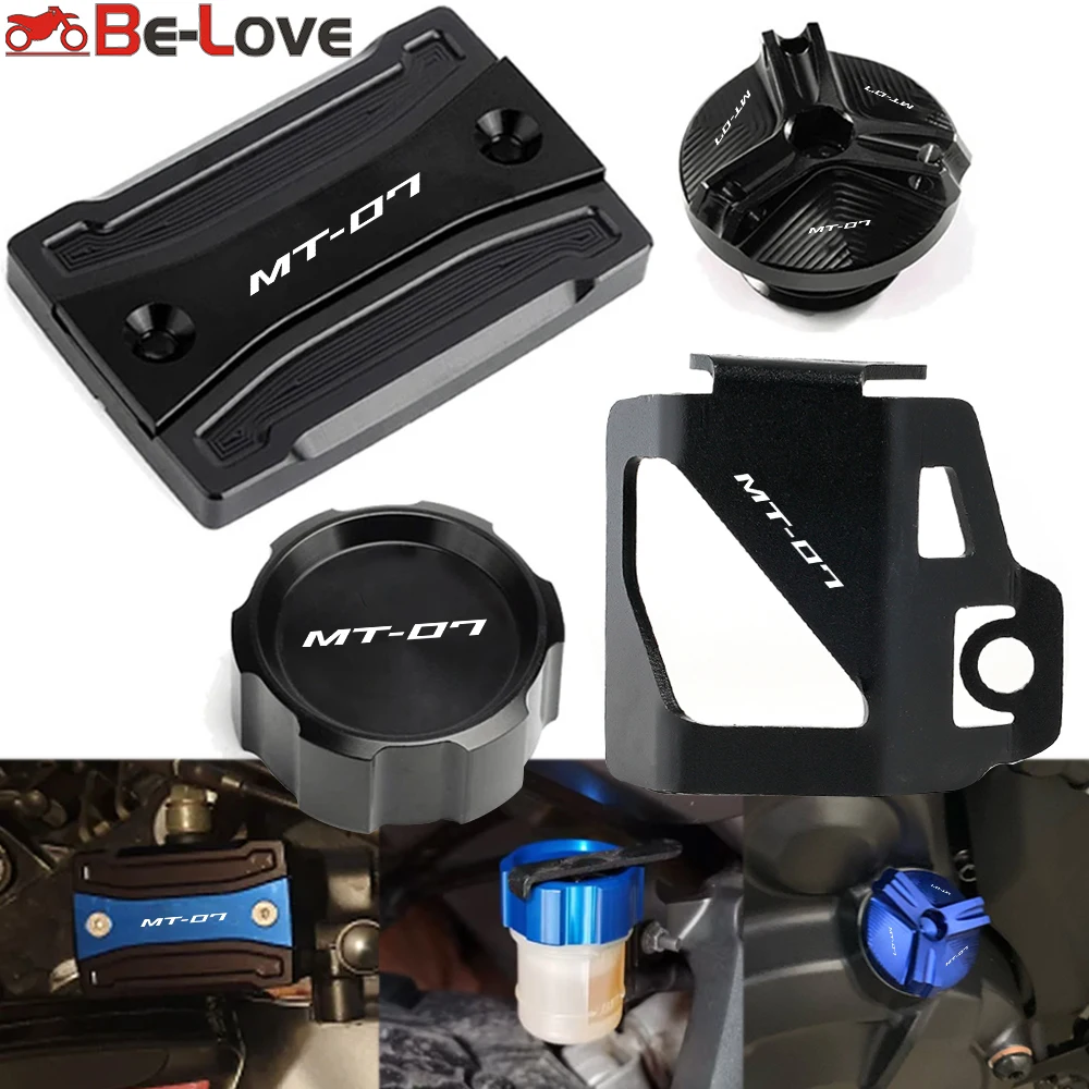 

For Yamaha MT07 MT-07 2021 2022 MT 07 FZ07 FZ-07 2014-2024 Motorcycle Front Rear Brake Fluid Reservoir Tank Cover Oil Filler Cap