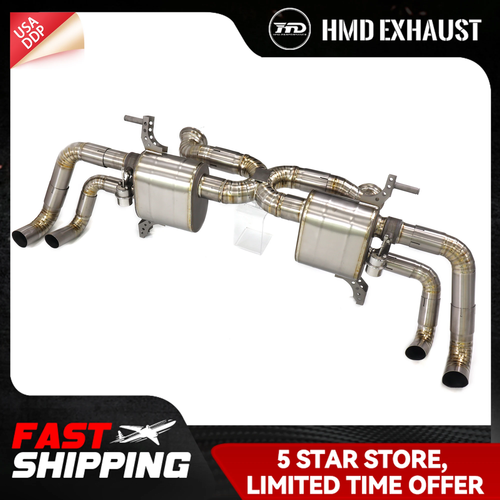 

HMD для Audi R8 V10 5,2L Ti Catback Вакуумный клапан TIG ручная сварка Выхлопная система Высокая точность