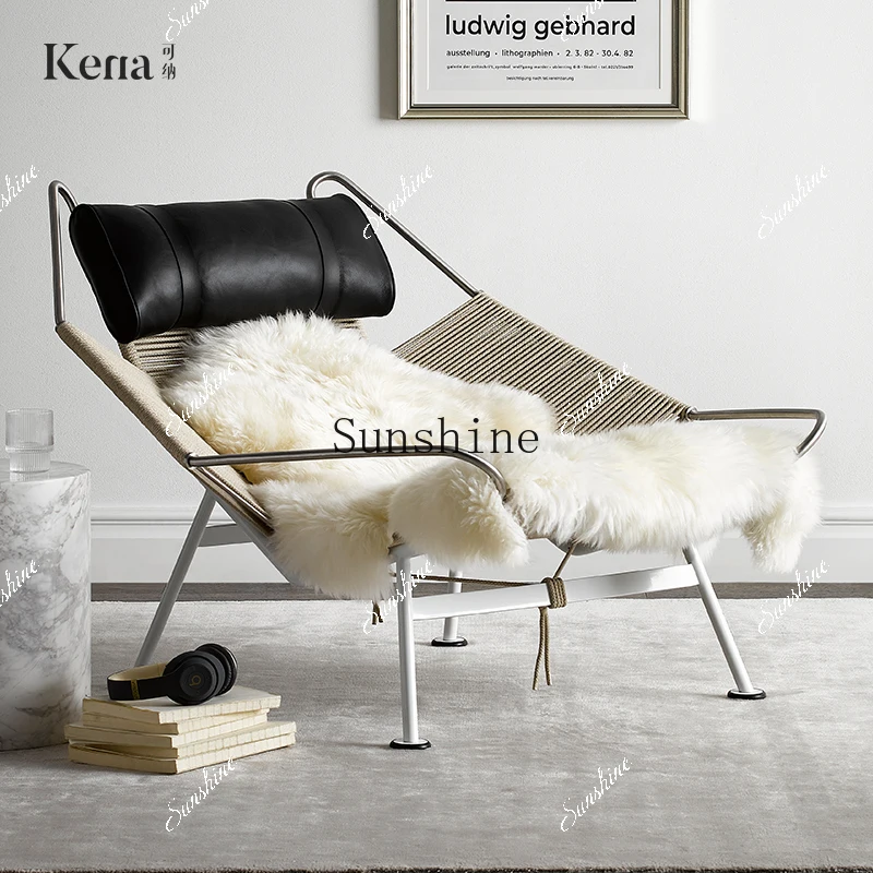 Italian flag rope chair Nordic single bedroom leisure recliner light luxury modern minimalist design  FT