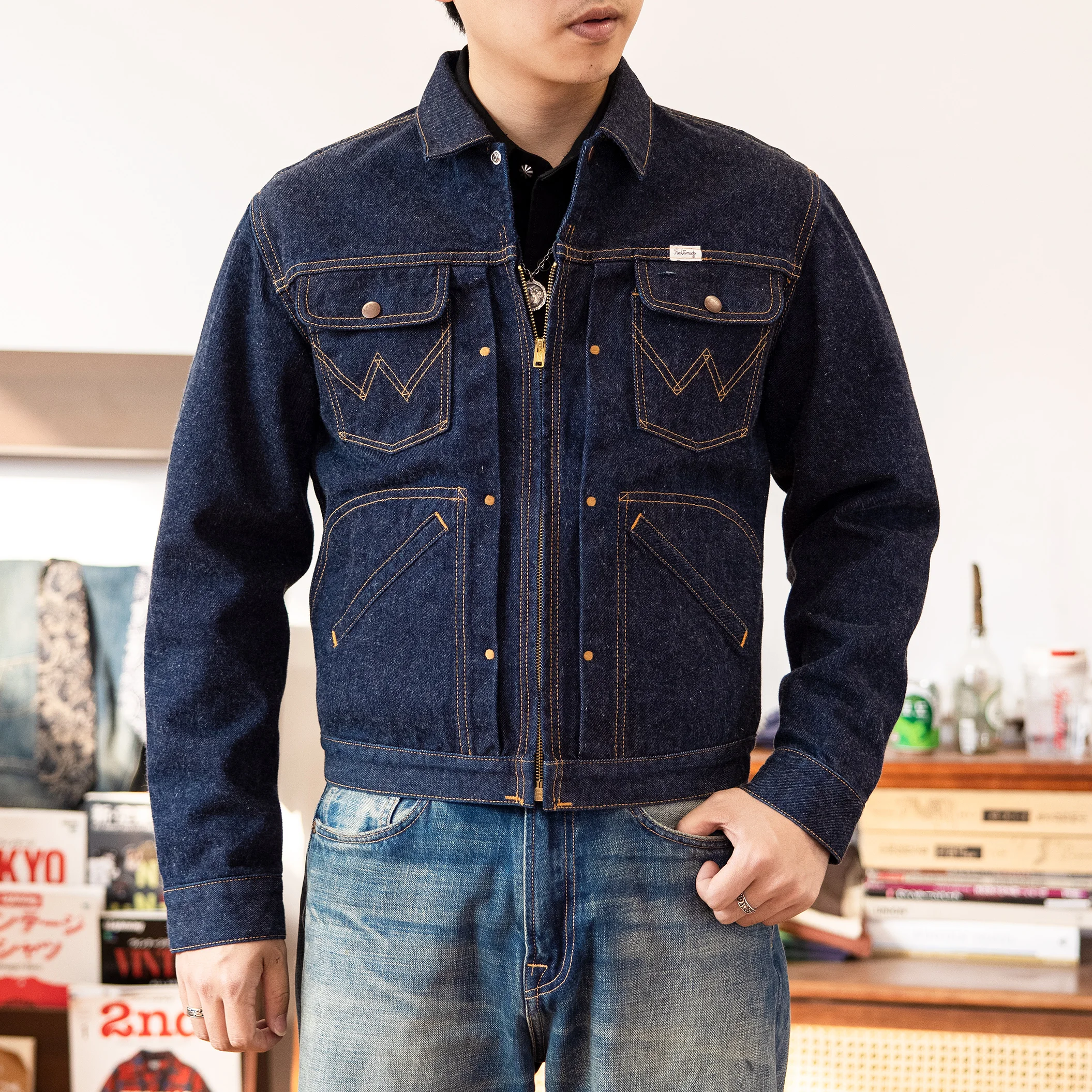 24MJZ-0001 Big Size 14oz High Quality Cotton Denim Jacket Casual Stylish washed Coat