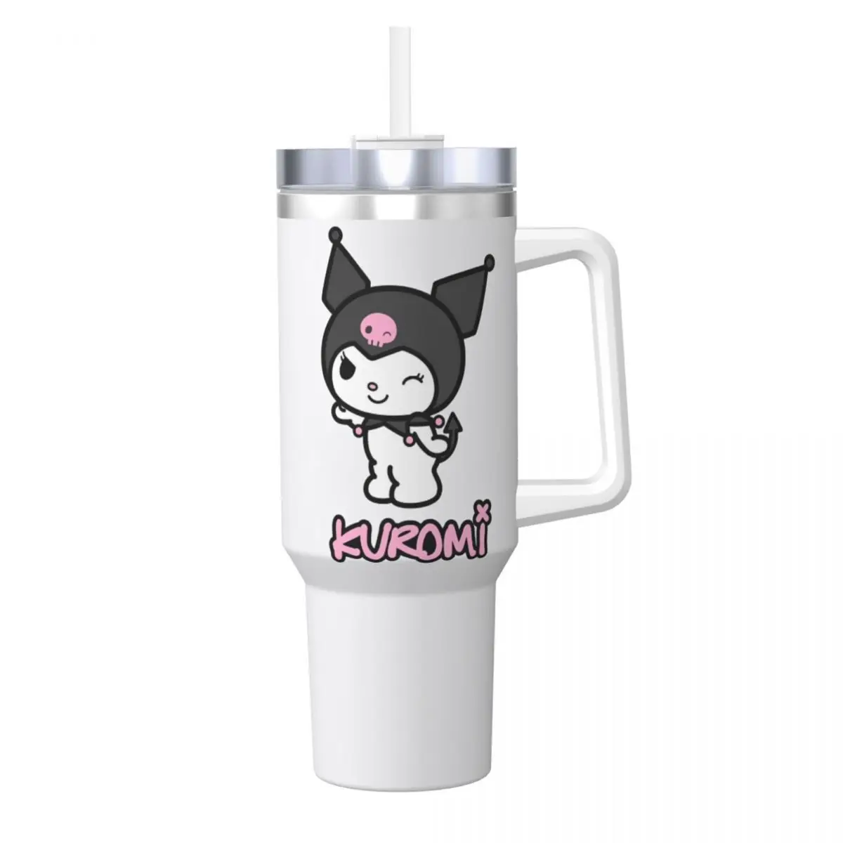 Miniso Sanrio Kuromi Stainless Steel Tumbler Cartoon Anime Thermal Mug With Straws and Lid 40oz Mugs Cold and Hot Water Bottle