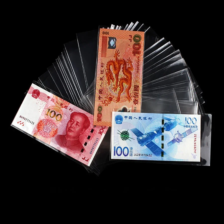 Clear Paper Money Banknotes Transparent Holder Pvc Case Photocards Sleeves Protection Bags Cedulas Collection Organizer 100pcs