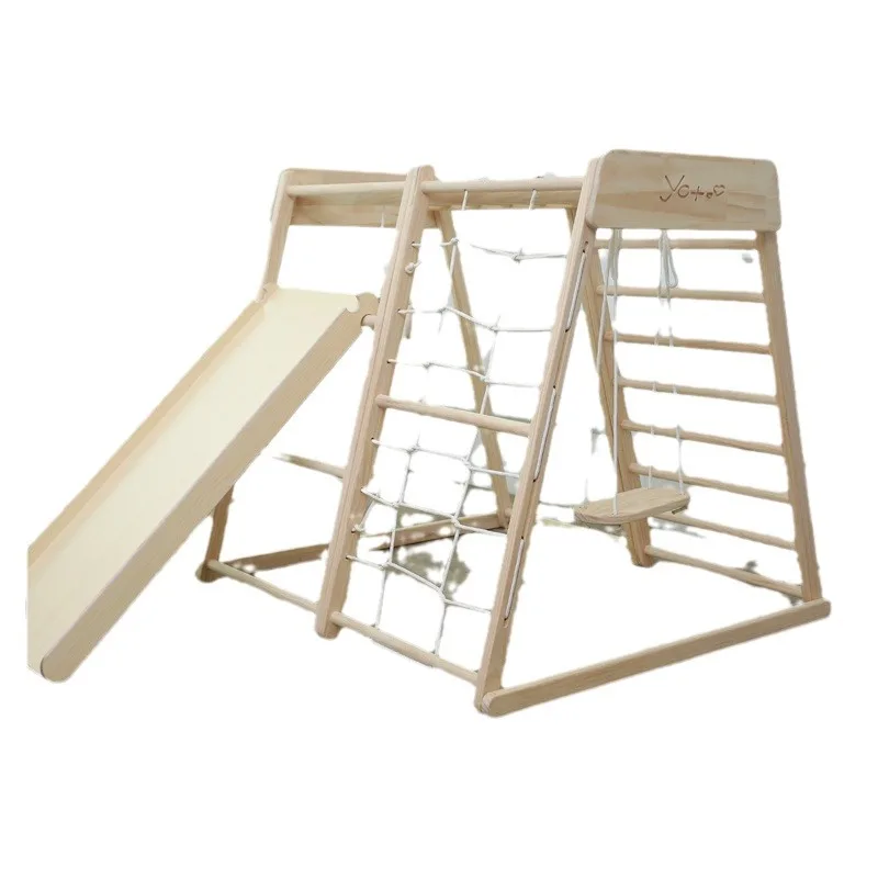 

Набор качелей из цельного дерева, детская рама для скалолазания, домашняя маленькая семейная площадка для упражнений, детская горка для скалолазания