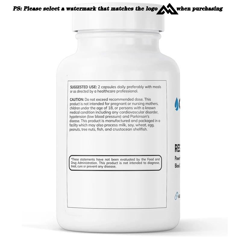 Resveratrol trans lipossomo 500mg |   Poderoso antioxidante, frankincense ativo |   Sem glúten, vegetariano, sem OGM |   60 cápsulas