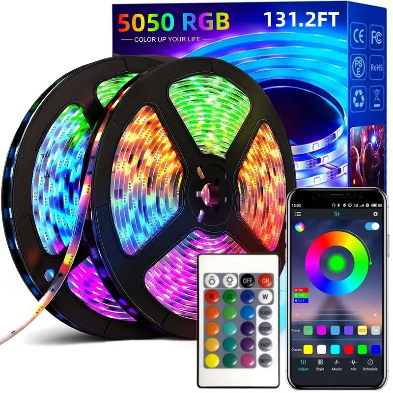 RGB 5050 Led Strip Lights 5V USB 24Keys Bluetooth Tape With Remote Control Color Change Lamp for Christmas Bedroom Decoration