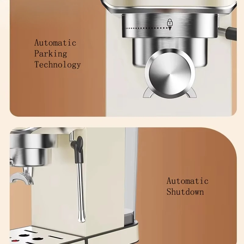 Full Metal Body Italian Style Semi-automatic Coffee Machine Home Retro Espresso High-pressure Extraction Milk Frother Maker