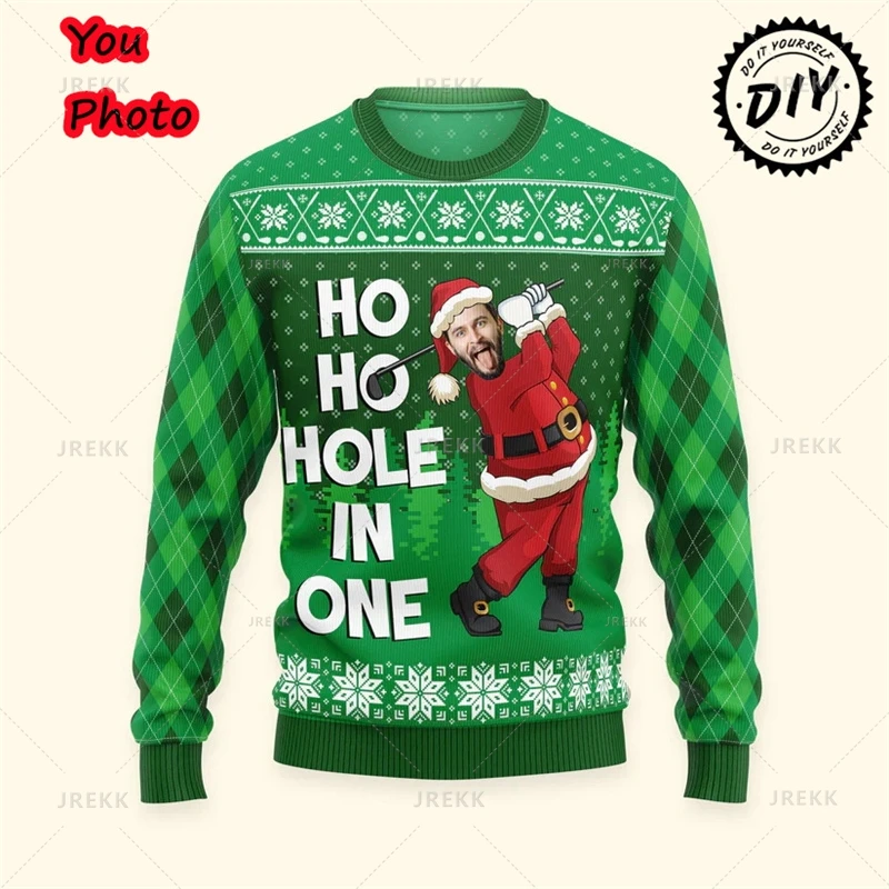 Fotos Suéteres navideños feos con estampado 3D, suéter para hombre con imagen personalizada, sudaderas navideñas de Feliz Navidad, Tops, sudadera con cuello redondo