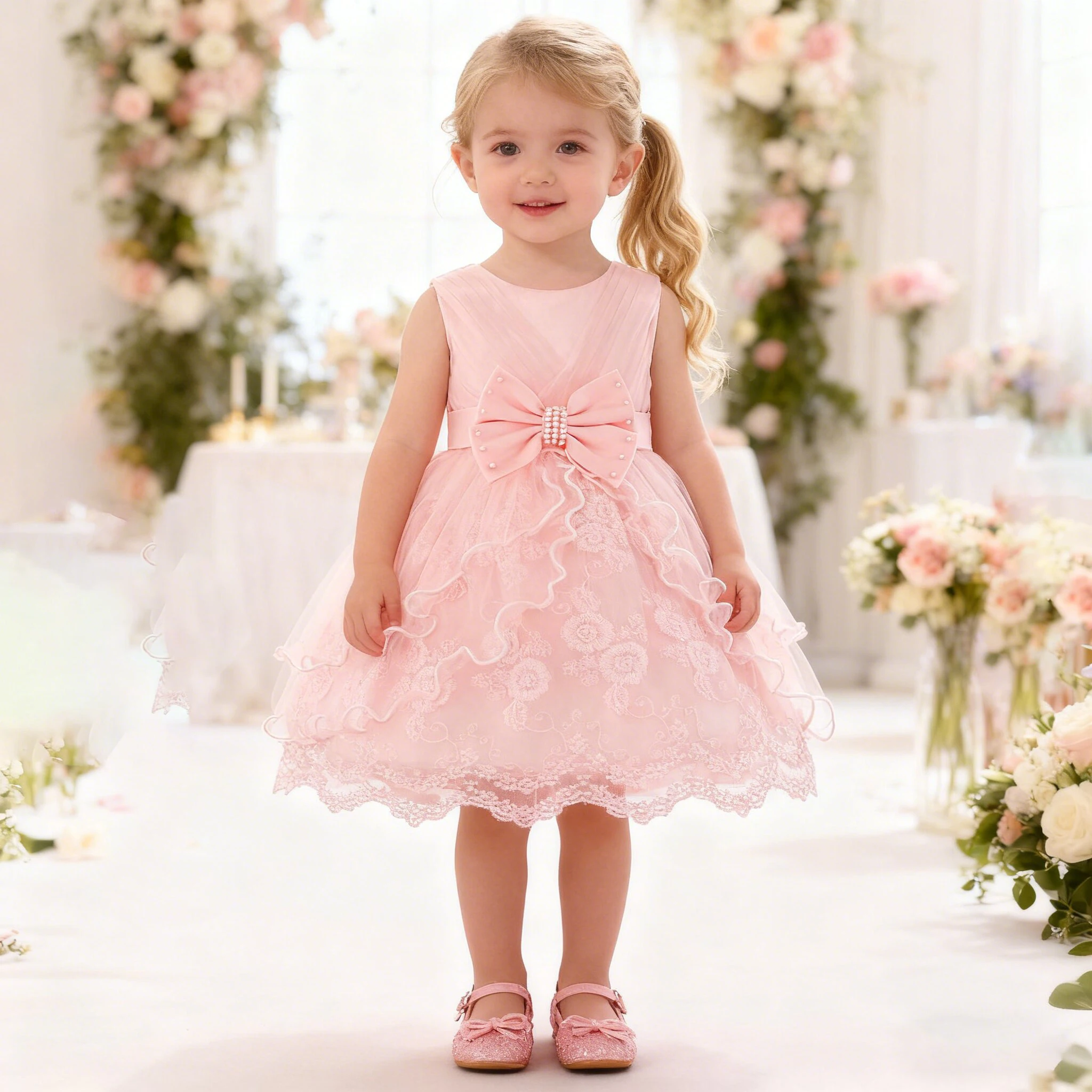 

Newborn Toddler White Christening 1st Birthday Dress For Baby Girl Baptism Lace Party Wedding Princess DressES Prom Gown Vestido