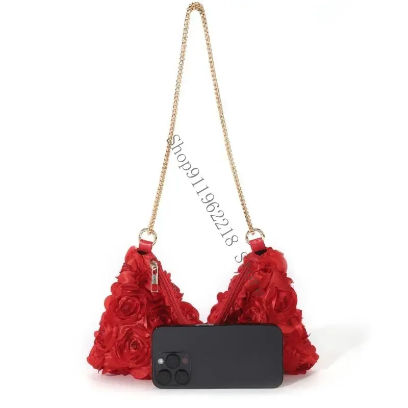 

Модные женщины сцепление кошелька с атлайтом Розовая цветочный цветок Sequined Вечерняя сумка для плеча с цепью для свадебных