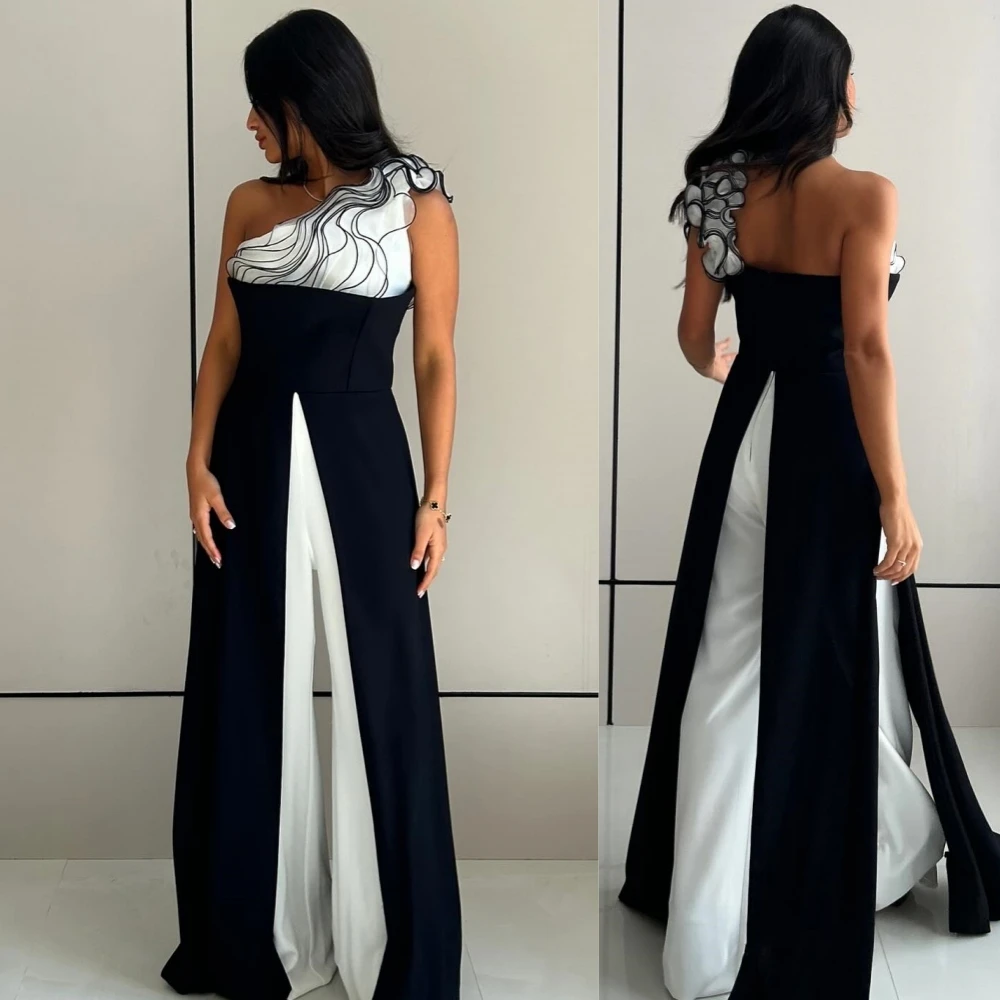 Customized  Evening Jersey Ruffle Valentine's Day Sheath One-shoulder Bespoke Occasion Gown Midi Dresses Saudi Arabia