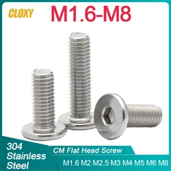 5/ 10/ 20/ 50pcs CM M1.6 M2 M2.5 M3 M4 M5 M6 M8 304 Stainless Steel Hex Socket Ultra Thin Super Low Flat Wafer Head Screw Bolt