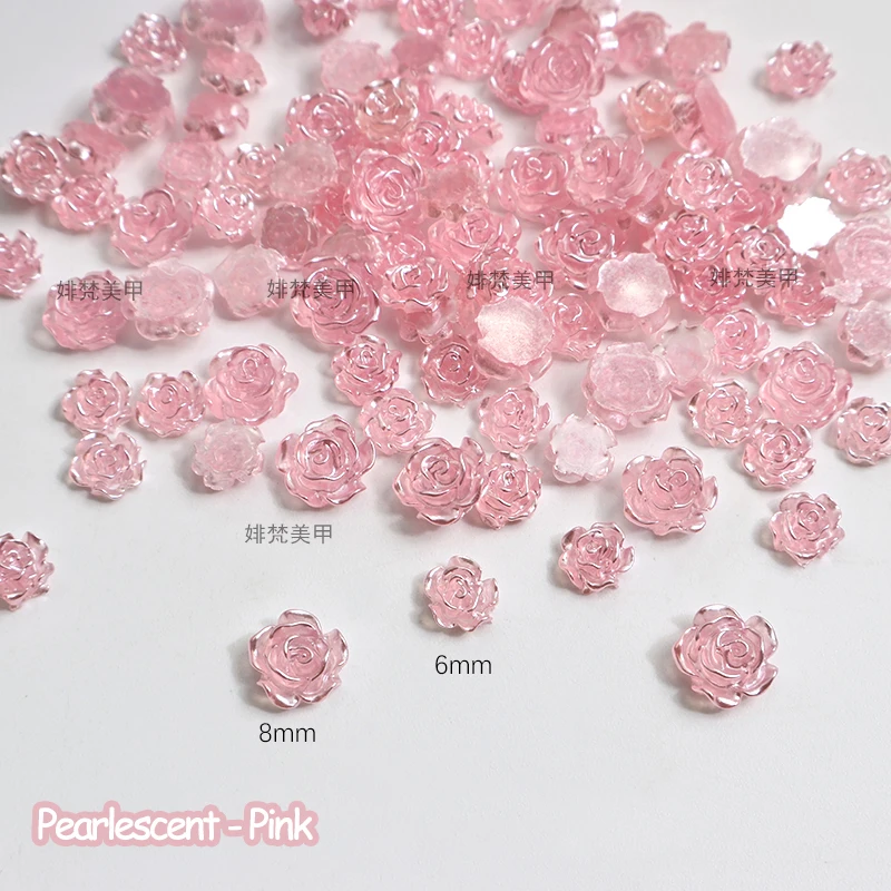 Aurora Resin Camellia Flatback Nail Art Rhinestone 6/8MM Mixed Size Apply To DIY Manicure Accessories 3D