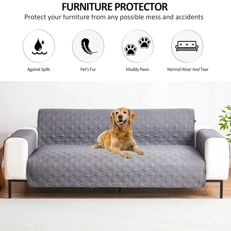 

Waterproof Sofa Covers Kids Dog Pets Sofa Slipcovers 1/2/3/4 Seater Non-Slip Double-side Couch Protector with Elastic Strap