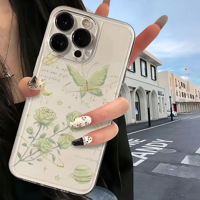 Light Green Butterfly Case For Samsung A06 A04E A05S A04 A55 A54 A35 A14 A15 A15 A34 A24 A23 A21S A56 M55 M54 M23 M53 M33 Case