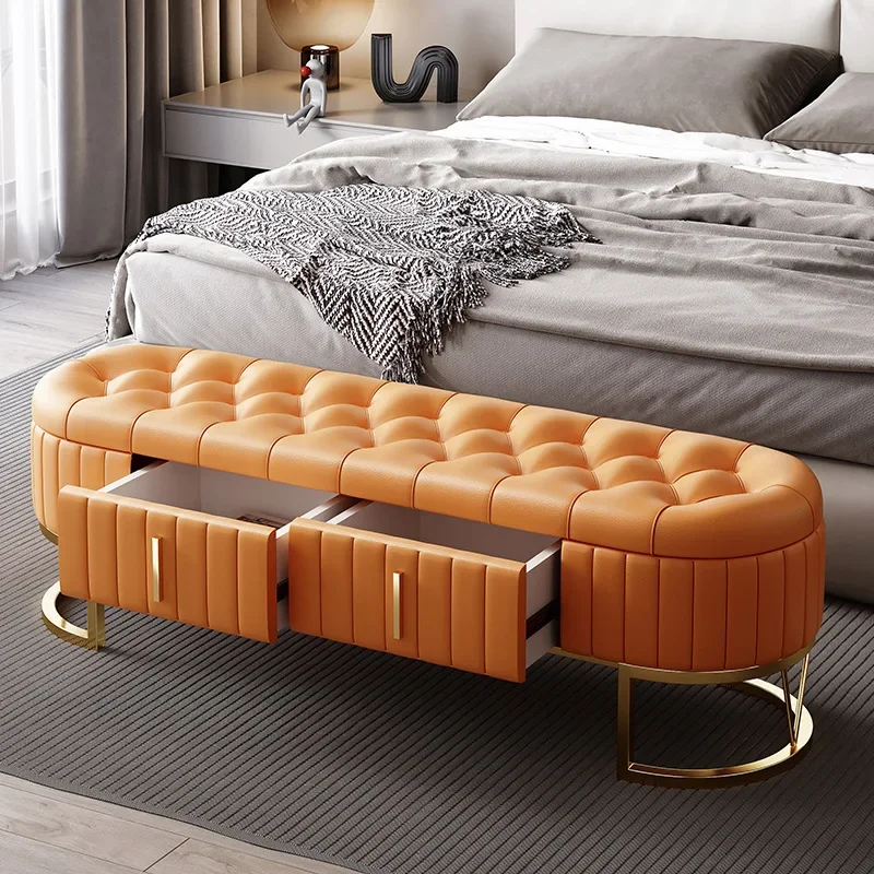 Sgabello da comodino leggero e di lusso per la casa, comodino, camera da letto, guardaroba, divano, cambio scarpe, camera da letto principale con panca a cassetti