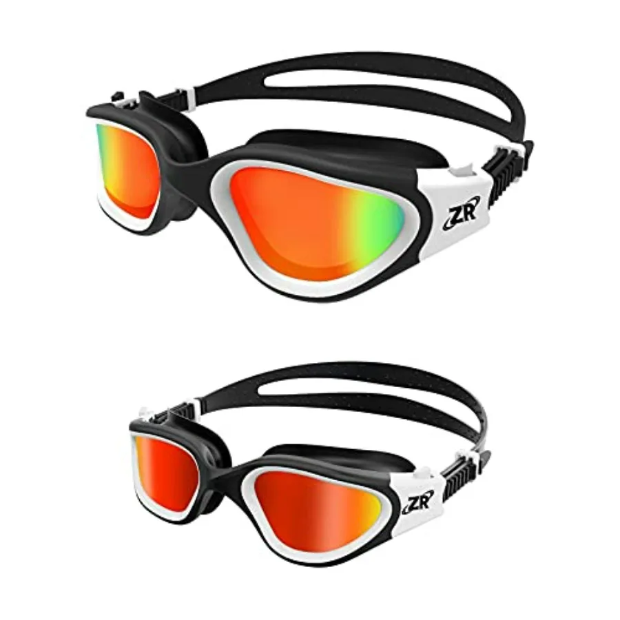 

Swim goggles for kids and adults, polarized polycarbonate lenses, black frame with blue tint, UV protection and anti-fog coatin
