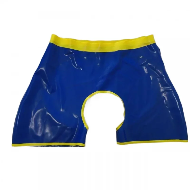 Men's Latex Rubber Boxer Shorts with Open Front and Back Sexy Erotic Panties