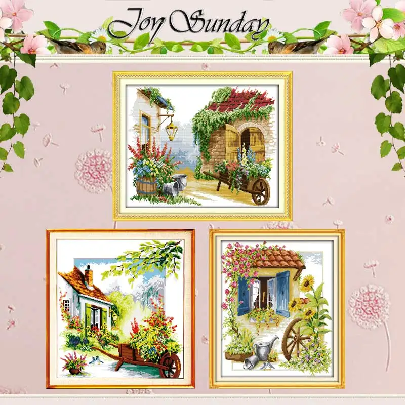 Little Float Scenery Patterns Counted Cross Stitch Set DIY 11CT 14CT 16CT HD Stamped DMC Cross-stitch Kit Embroidery Needlework