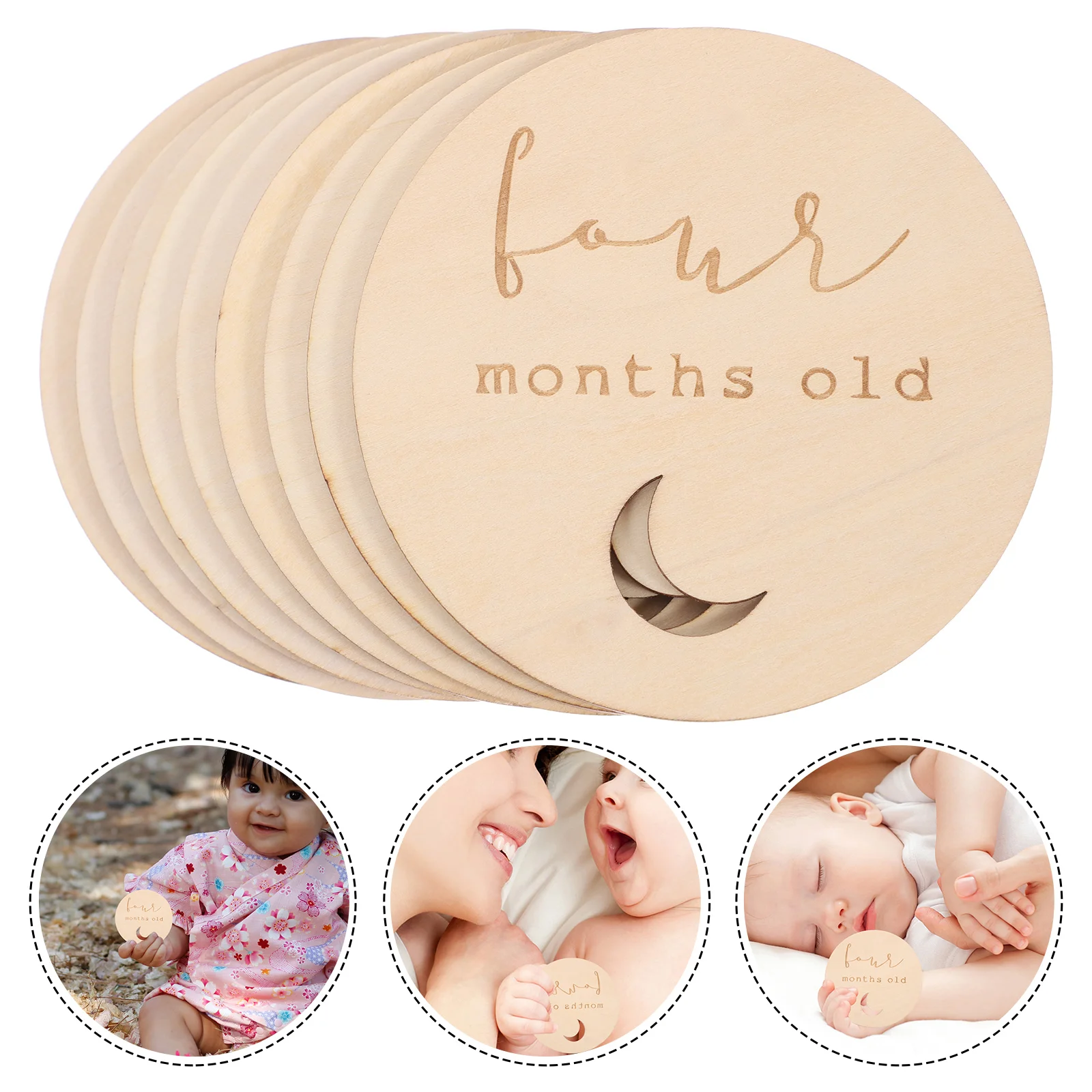14 Pcs Baby Log Milestone Card Gift Photo Props Newborn LED Sign Wood Monthly Cards Gifts