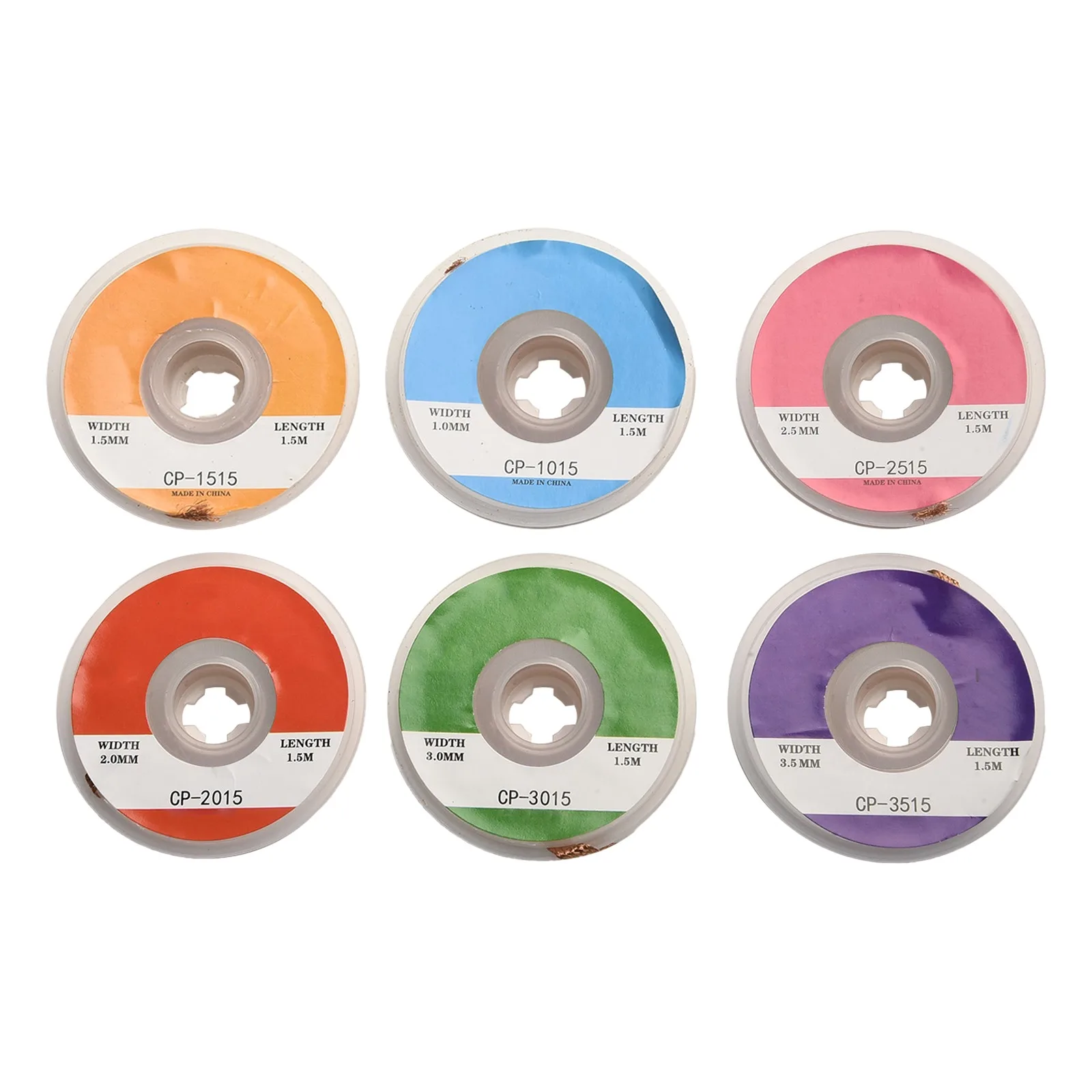 6pcs Copper Desoldering Braid Wire 1.5 Meter Length Set for PCB Solder Removal with 1.0mm through 3.5mm Width Coverage