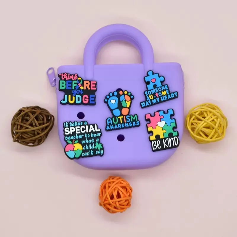 16-100 Stücke Unterstützung Autismus Mit Liebe PVC Schuhe Charms Dekorationen Autismus Awareness Slipper Schnalle Fit Party Geschenke – Detail 1