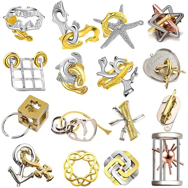Magic Difficult Metal Brain Teaser Puzzles  For Adults Kids Fun Challenge IQ Logic Test Disentanglement Educational Toys