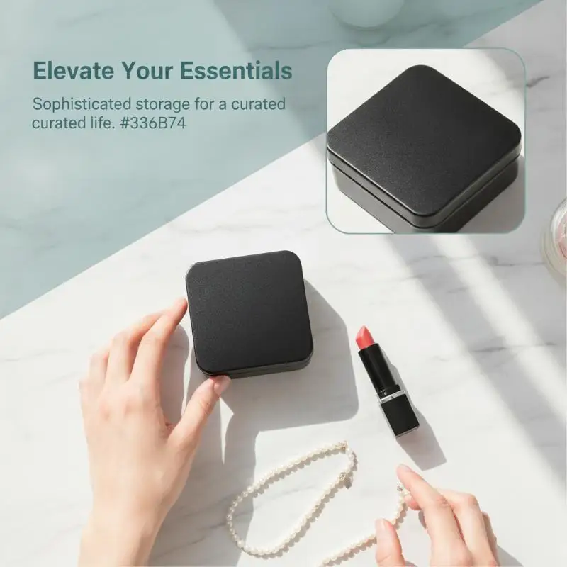 Portable Square Flip Metal Storage Box Durable Sealed Tin Case for Packing Candy Pills Coins Gifts Kids Party Favors