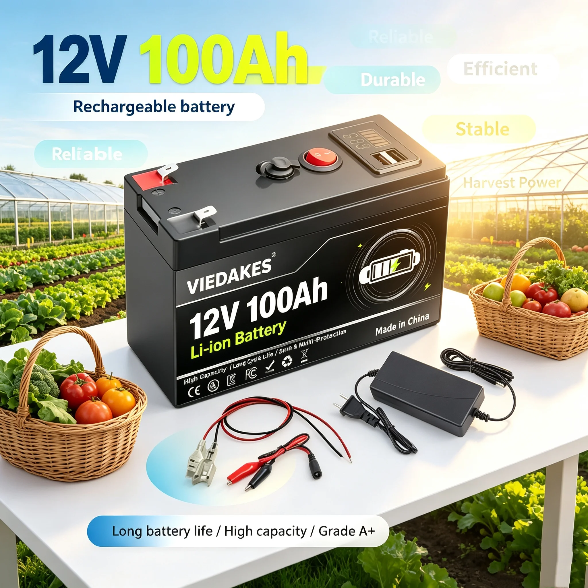 New Upgrade 3S7P 12V Battery 100Ah Lithium Battery Pack + USB Port for Camping, E-Motorcycles, LED, Boats, Fish Detectors, Golf