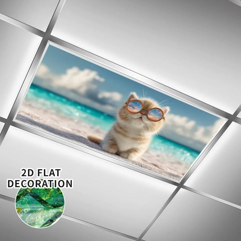 122*61cm Lampshade 13 Styles Anti-glare Magnetic Light Filters with 10 Magnetic Buckles Cloud Fabric Lampshade Offices