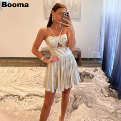 Booma Mini abiti da ballo Halter pieghe senza maniche abiti da festa di laurea abito da Cocktail abiti per occasioni speciali