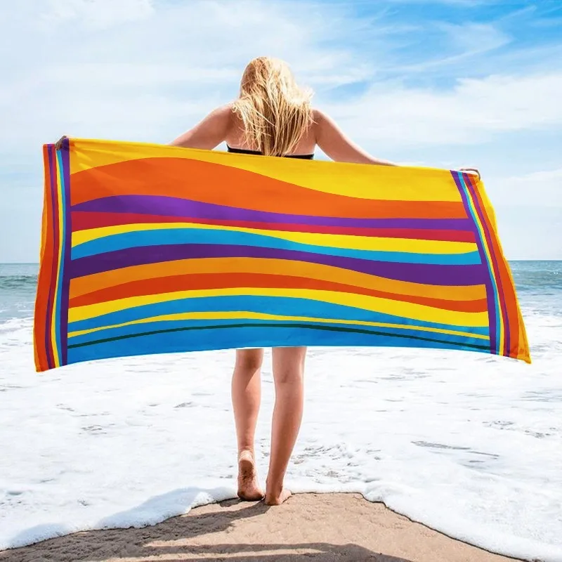 Colorful Wave Pattern Beach Towel Large Double Sized Bath Towel_voghion.com