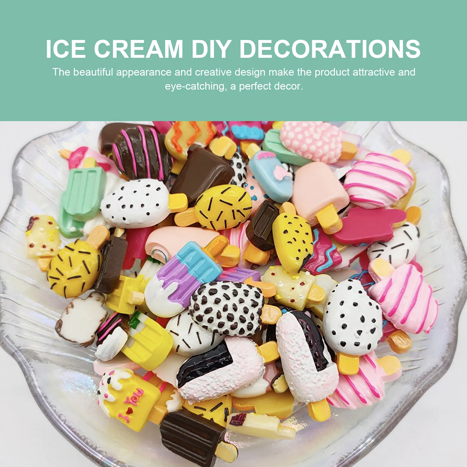 

20pcs Ice Cream Ornament Resin Creative Home Decoration Colorful DIY Kids Bedroom Party Supplies Montessori Educational Toy