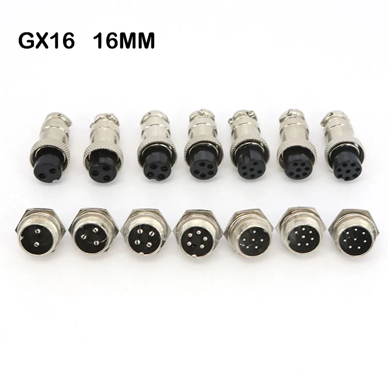 16mm GX16 Aviation female Plug + male Socket Cable Connector 2 3 4 5 6 Pin Male Female Converter 250V 3/5/7 AMP P1