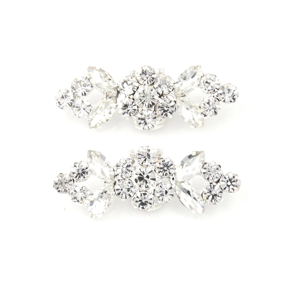 2Pcs/Pair Fashion Shoes Clips Temperamental Versatile Rhinestone Crystal Flower Buckle Bridal Wedding Decoration DIY Accessories