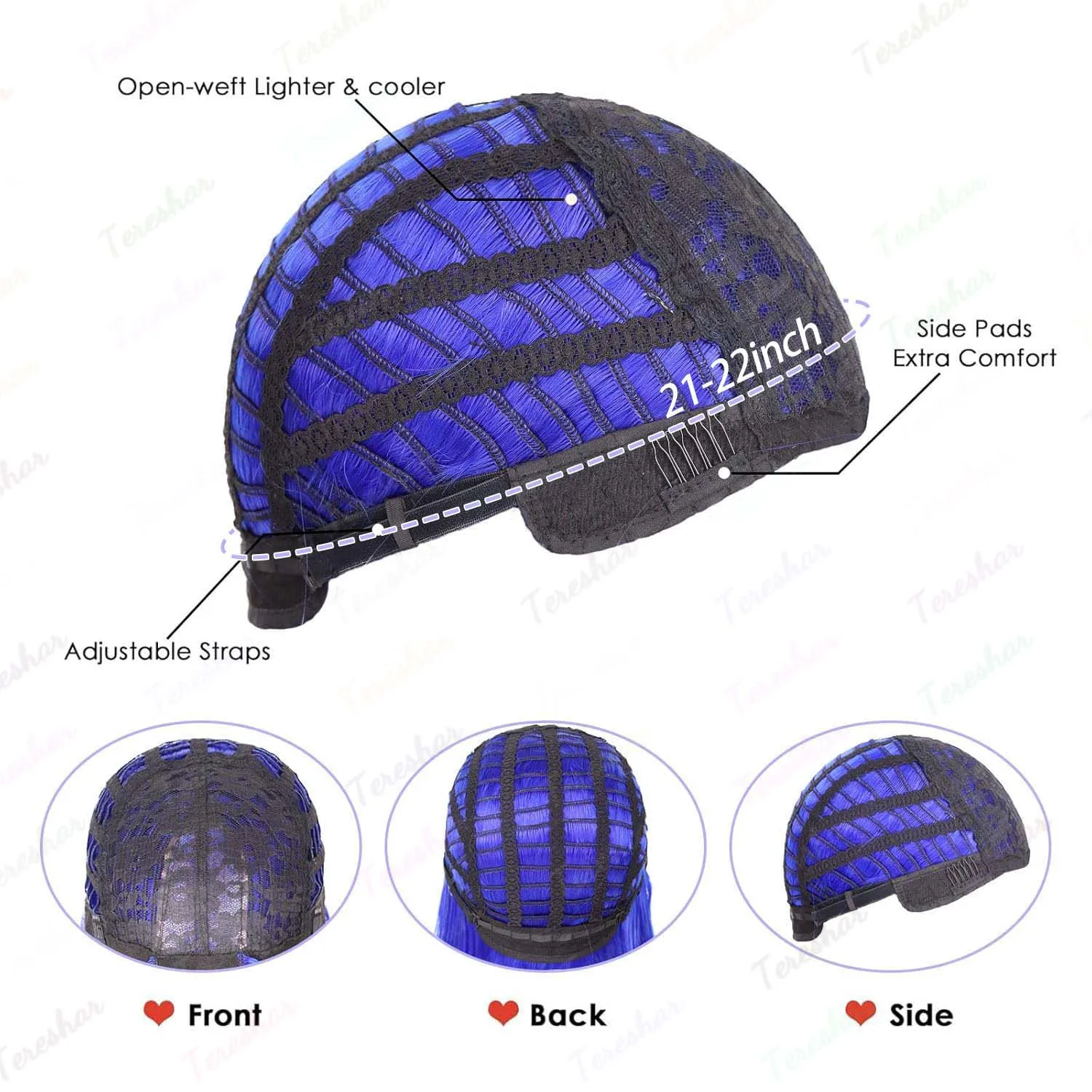 باروكة بوب صناعية باللون الأزرق الداكن مع 1 * دبوس شعر + 1 * باروكات قصيرة مستقيمة للنساء والفتيات أزياء تنكرية لحفلات الهالوين أو المرح