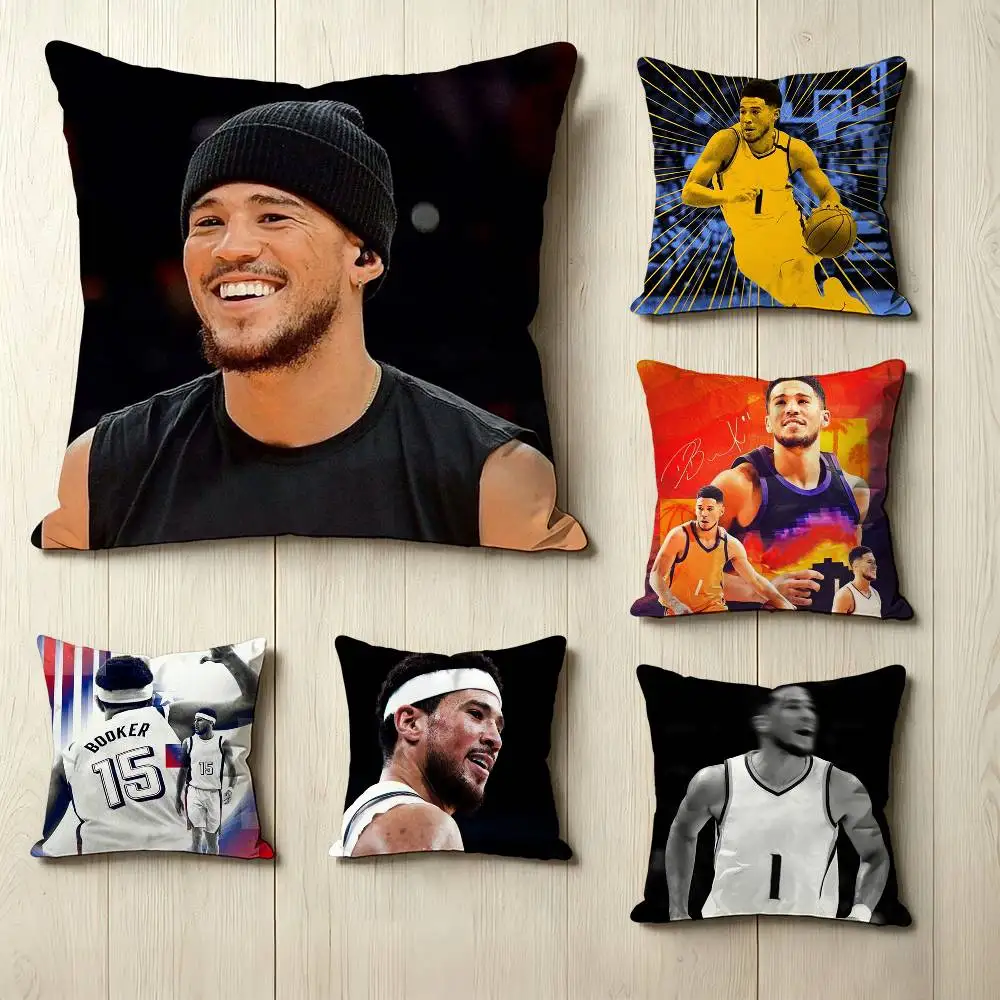 D-Devin Booker Basketball player Square Double-Sided printed Pillow Case Bedroom Bedside Pillow Sofa Cushion Cover