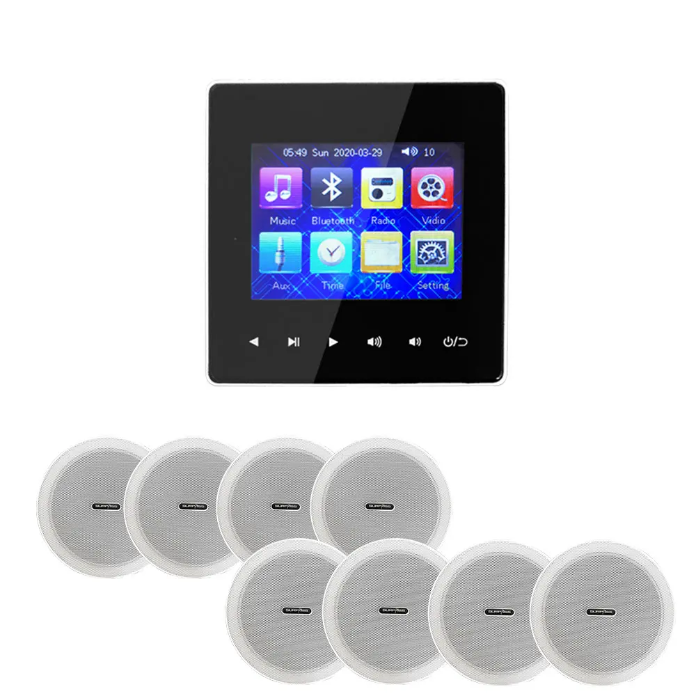 

Touch Screen Stereo Smart Home Audio System 25 Watts In Wall Mount Amplifier 6.5 Inch Ceiling Speaker Combo