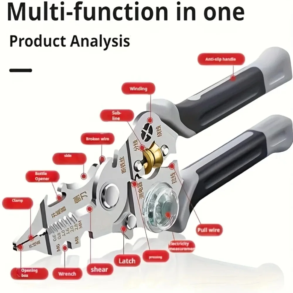 

Инструмент для зачистки проводов 10 в 1, плоскогубцы для измерения электричества для резки проводов, ножницы для электрика, бытовой инструмент
