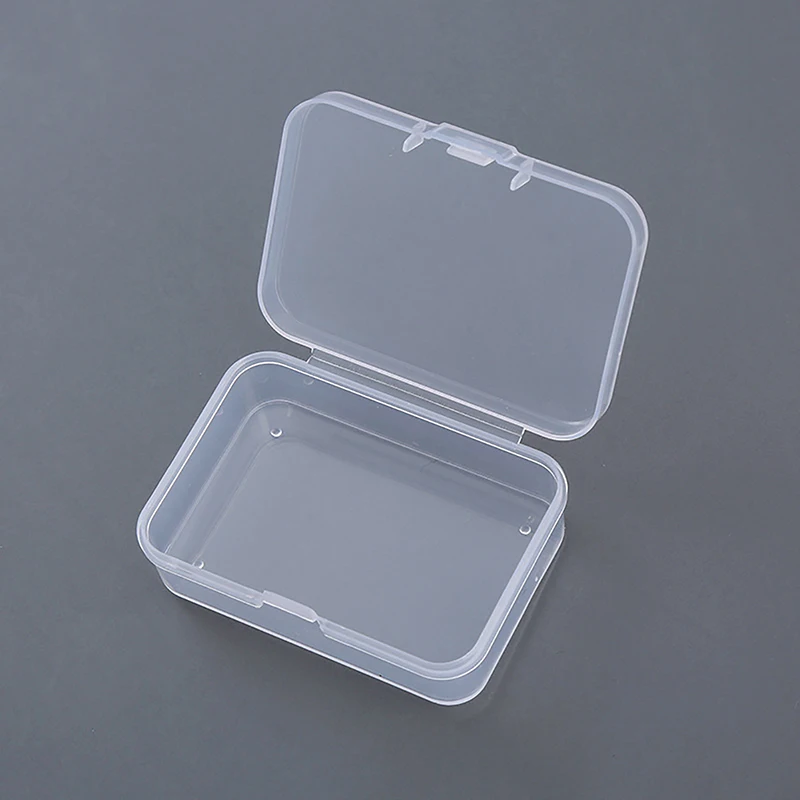 2pcs Clear Plastic Storage Case With Lid Jewelry Box Portable Square Container For Beads Earrings Desktop Sundries Organizer