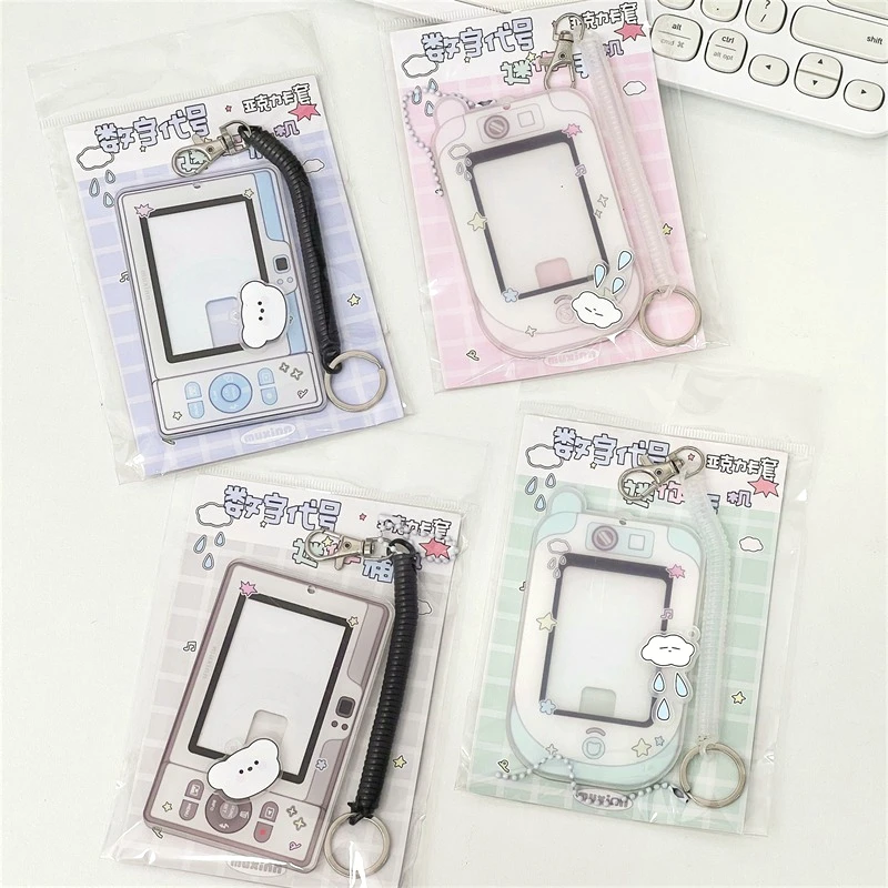 3 inch Cute Photo Card Display Case Cute Camera Shaped Acrylic Photocard Holder Keychain for Kpop Idol Cards Bag Pendant