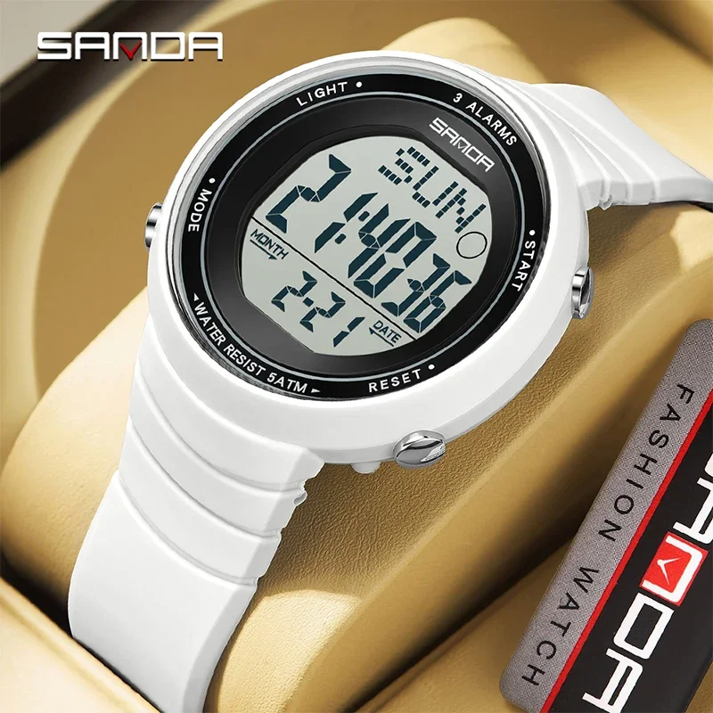 

SANDA модные студенческие цифровые часы многофункциональные светодиодные светящиеся водонепроницаемые часы с обратным отсчетом для мужчин и женщин спортивные электронные часы