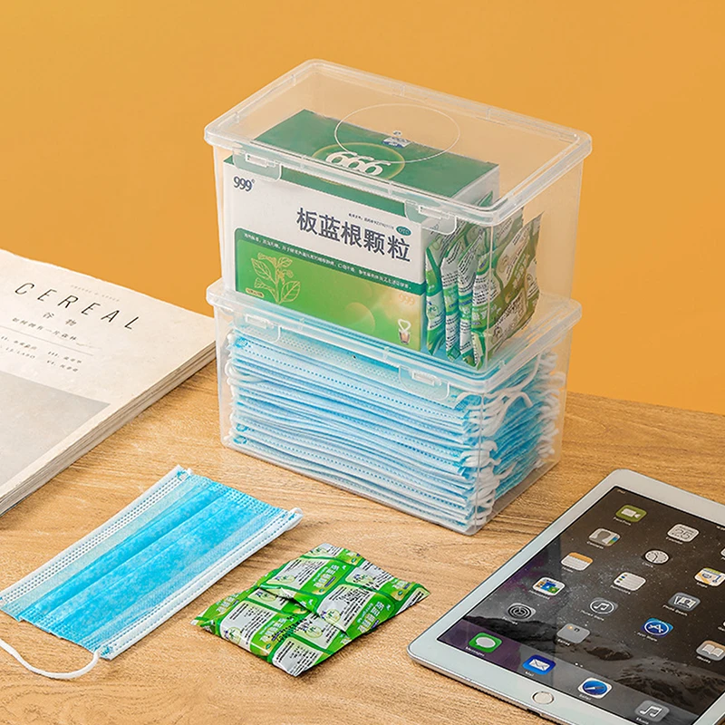 Dust Proof Transparent Mask Storage Box Wet Tissue Box Baby Wipes Dispenser Holder With Lid Large Capacity Mask Box New view 4